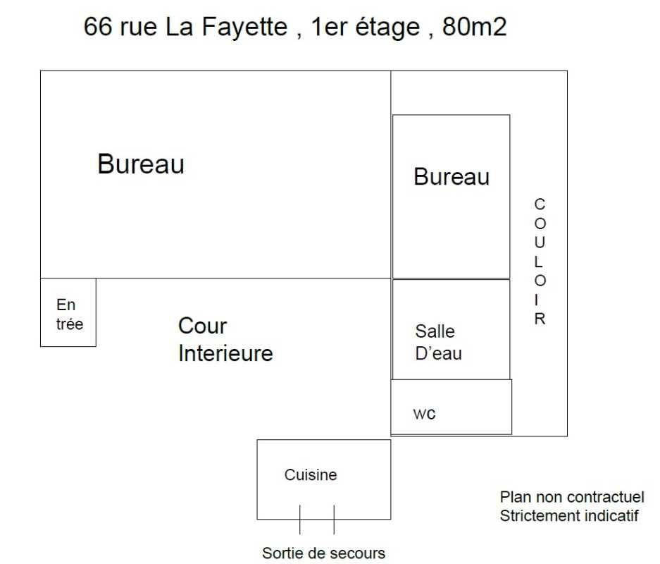 Location bureaux 80 m² non divisibles