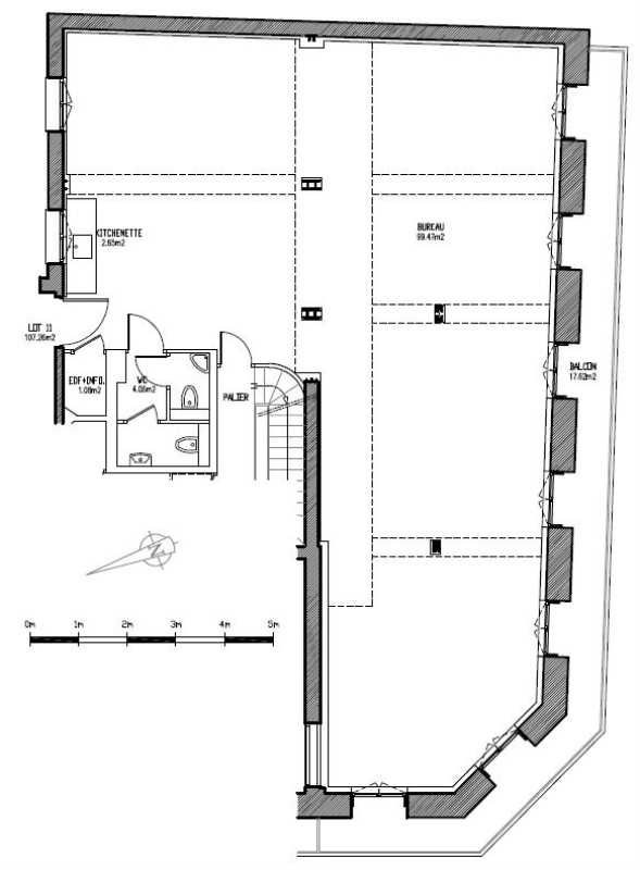 Location bureaux 110 m² non divisibles