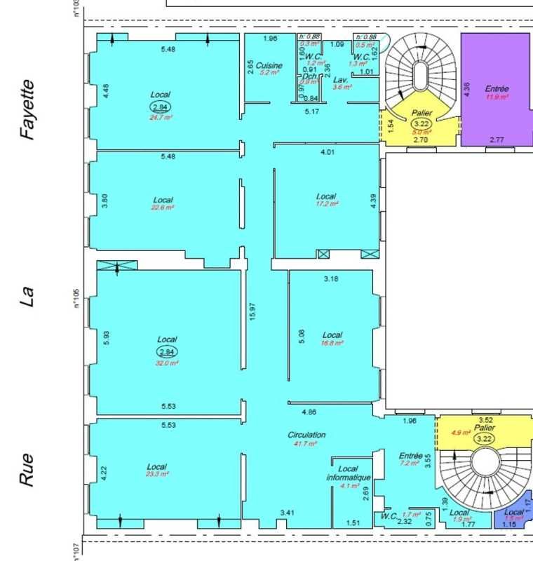 Location bureaux 205 m² non divisibles