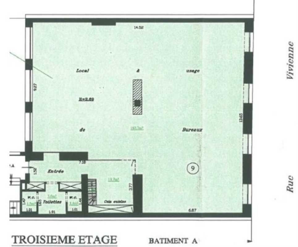 Location bureaux 189 m² non divisibles