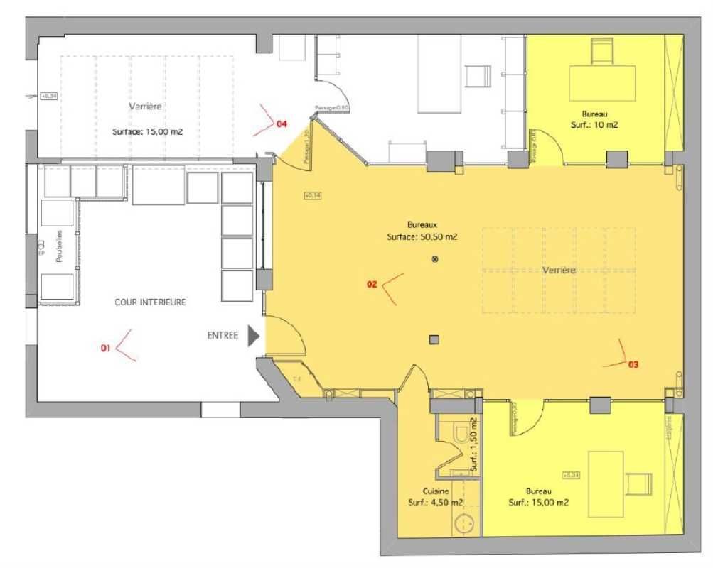 Location bureaux 82 m² non divisibles