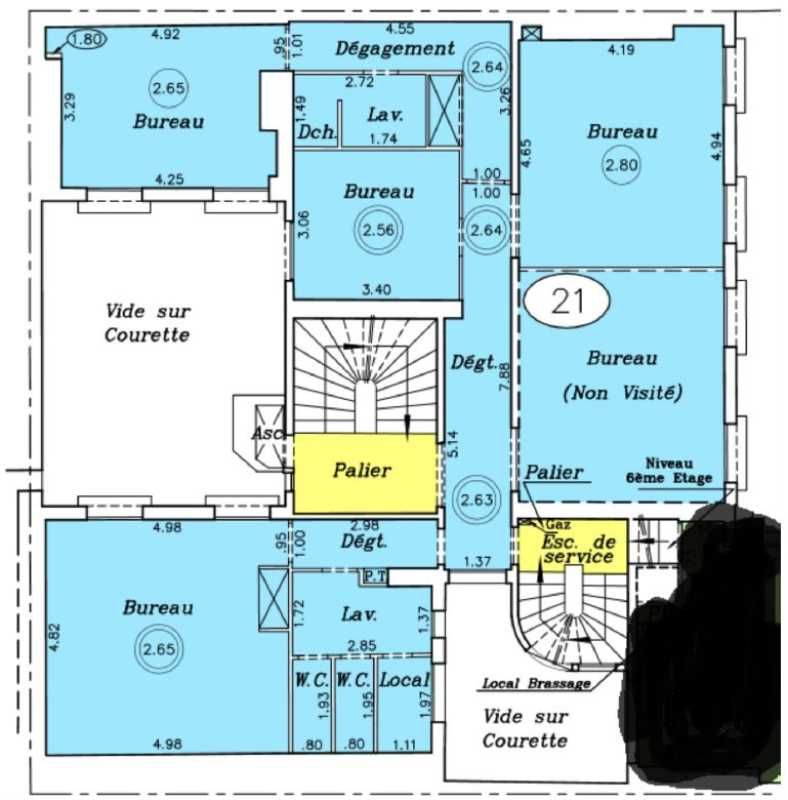 Location bureaux 130 m² non divisibles