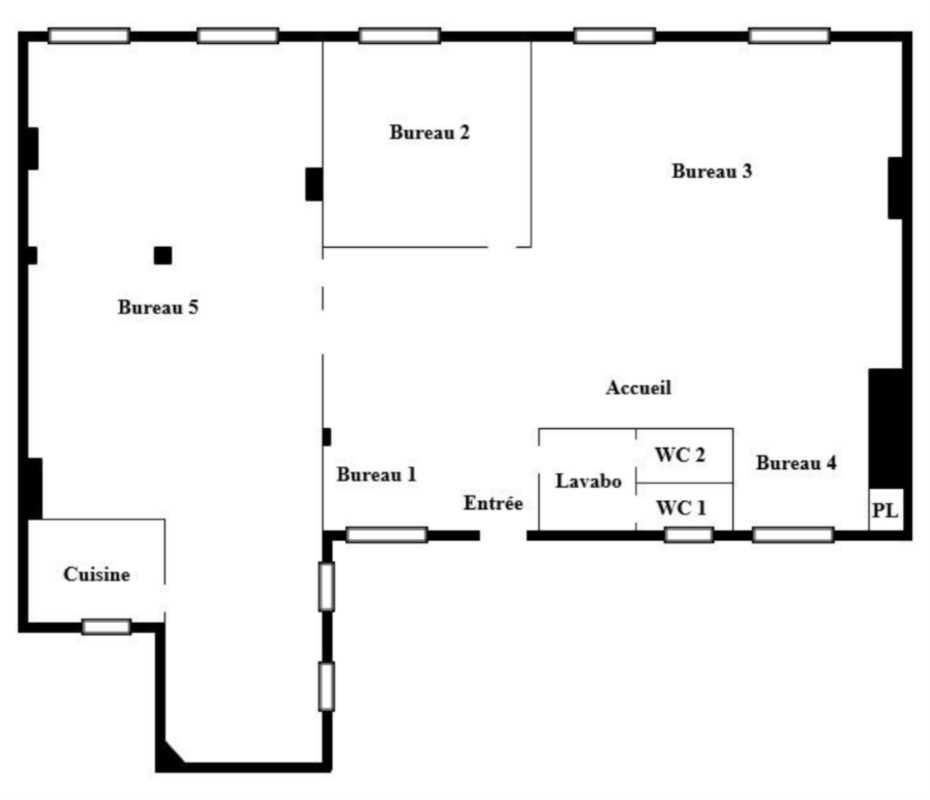 Location bureaux 184 m² non divisibles