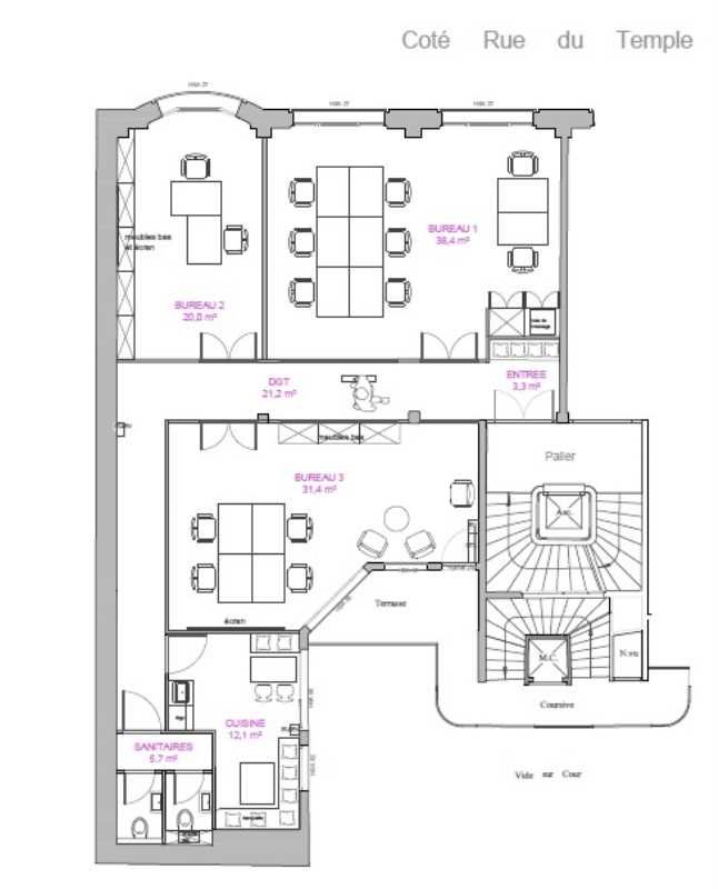 Location bureaux 138 m² non divisibles