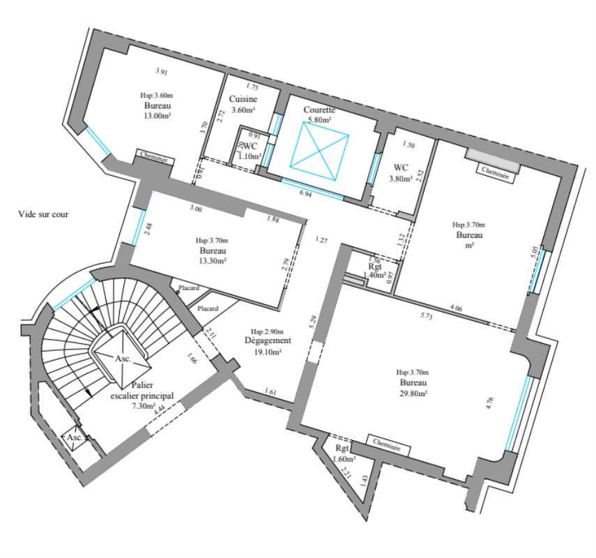 Location bureaux 114 m² non divisibles