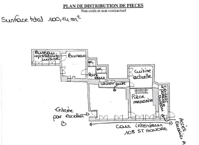 Location bureaux 100 m² non divisibles