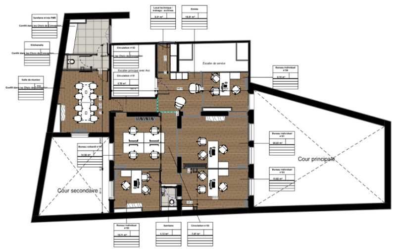 Location bureaux 144 m² non divisibles