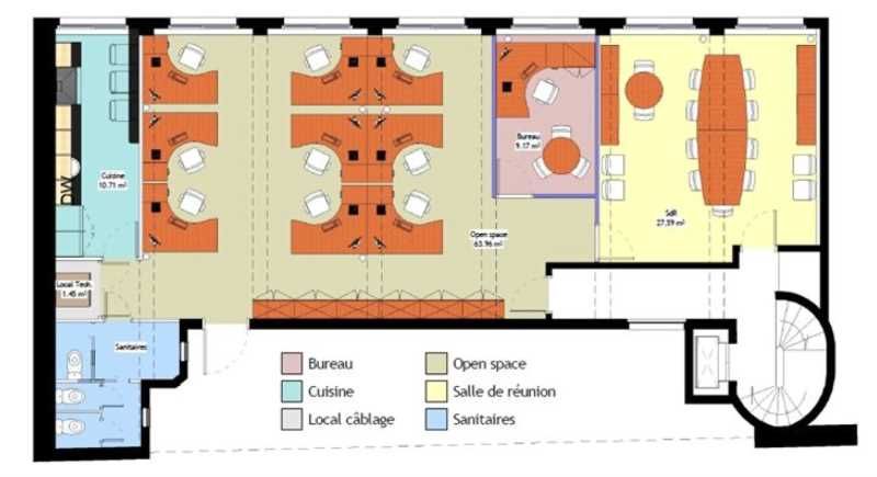 Location bureaux 130 m² non divisibles