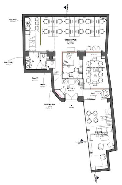 Location bureaux 152 m² non divisibles