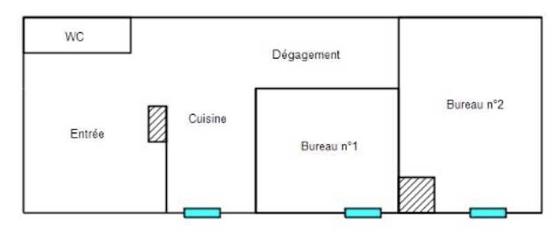 Location bureaux 68 m² non divisibles