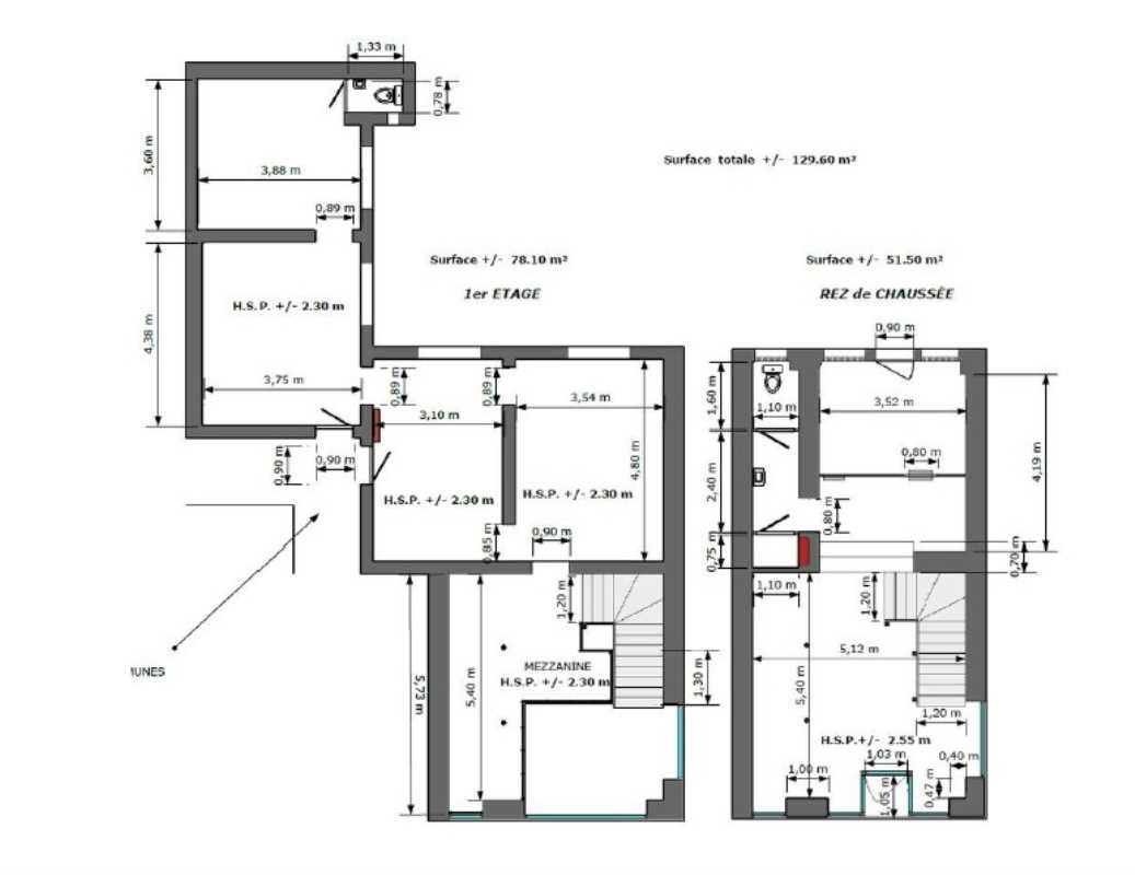 Location bureaux 130 m² non divisibles