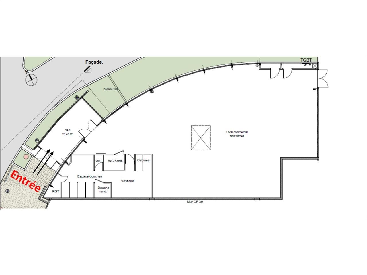 Location Local Commercial 317 m² non divisibles