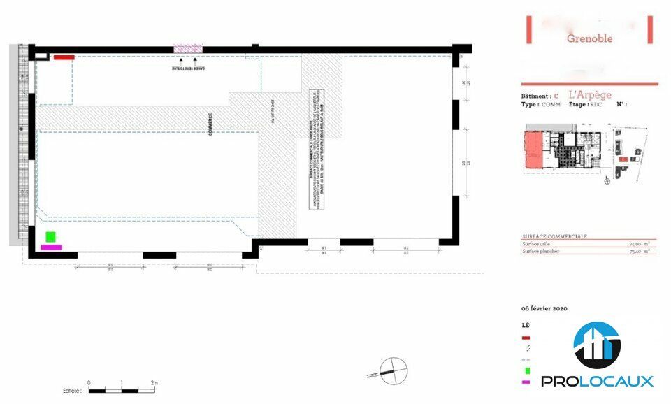 Location local commercial 76 m² non divisibles
