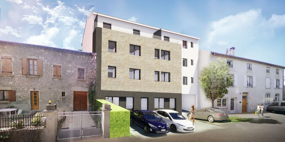 A la vente un local neuf de 101 m² divisibles à partir de 27 m² avec 3 places de stationnement, en plein centre de Soucieu-en-Jarrest.