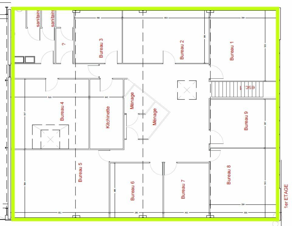 Location bureaux 340 m² non divisibles