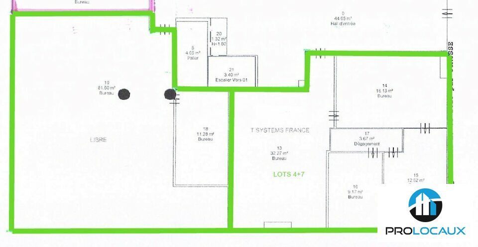 Location bureaux 198 m² non divisibles