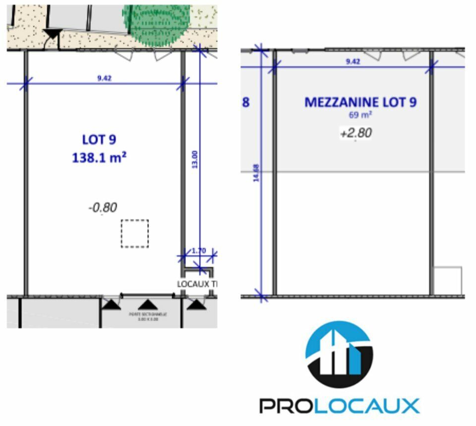 Location local professionnel 207.1 m² non divisibles