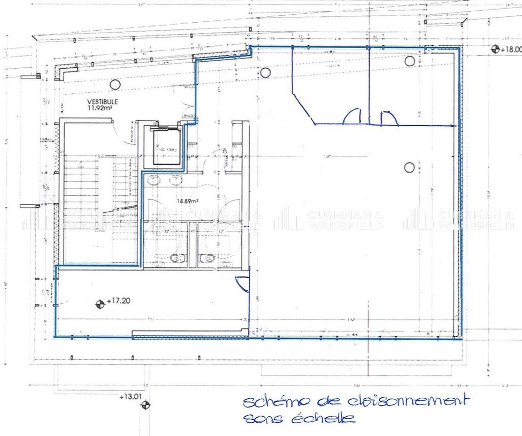 Location bureaux 143 m² non divisibles