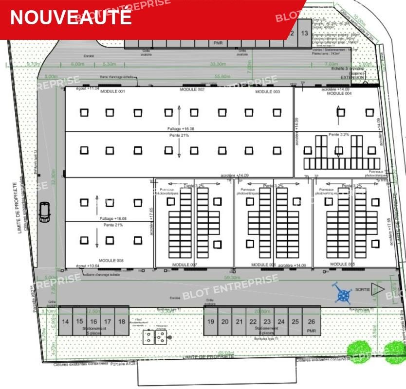Vente entrepôts 277 m² non divisibles