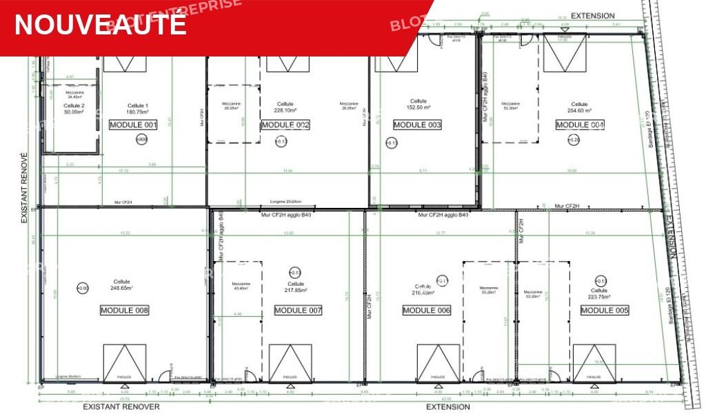 Vente entrepôts 249 m² non divisibles