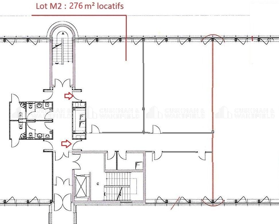 Location bureaux 276 m² non divisibles