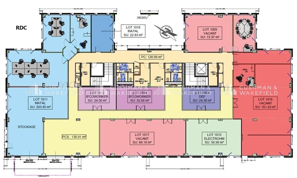 Location bureaux 615 m² divisibles à partir de 86 m²