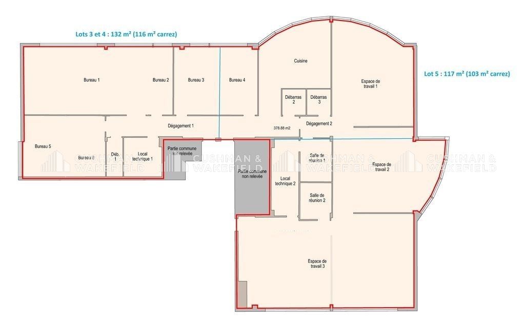 Location bureaux 249 m² divisibles à partir de 117 m²