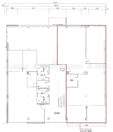 Location bureaux 313 m² non divisibles