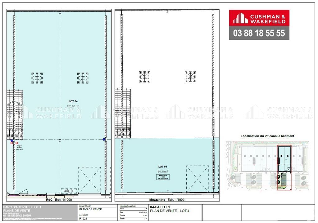 Location activités 374 m² non divisibles