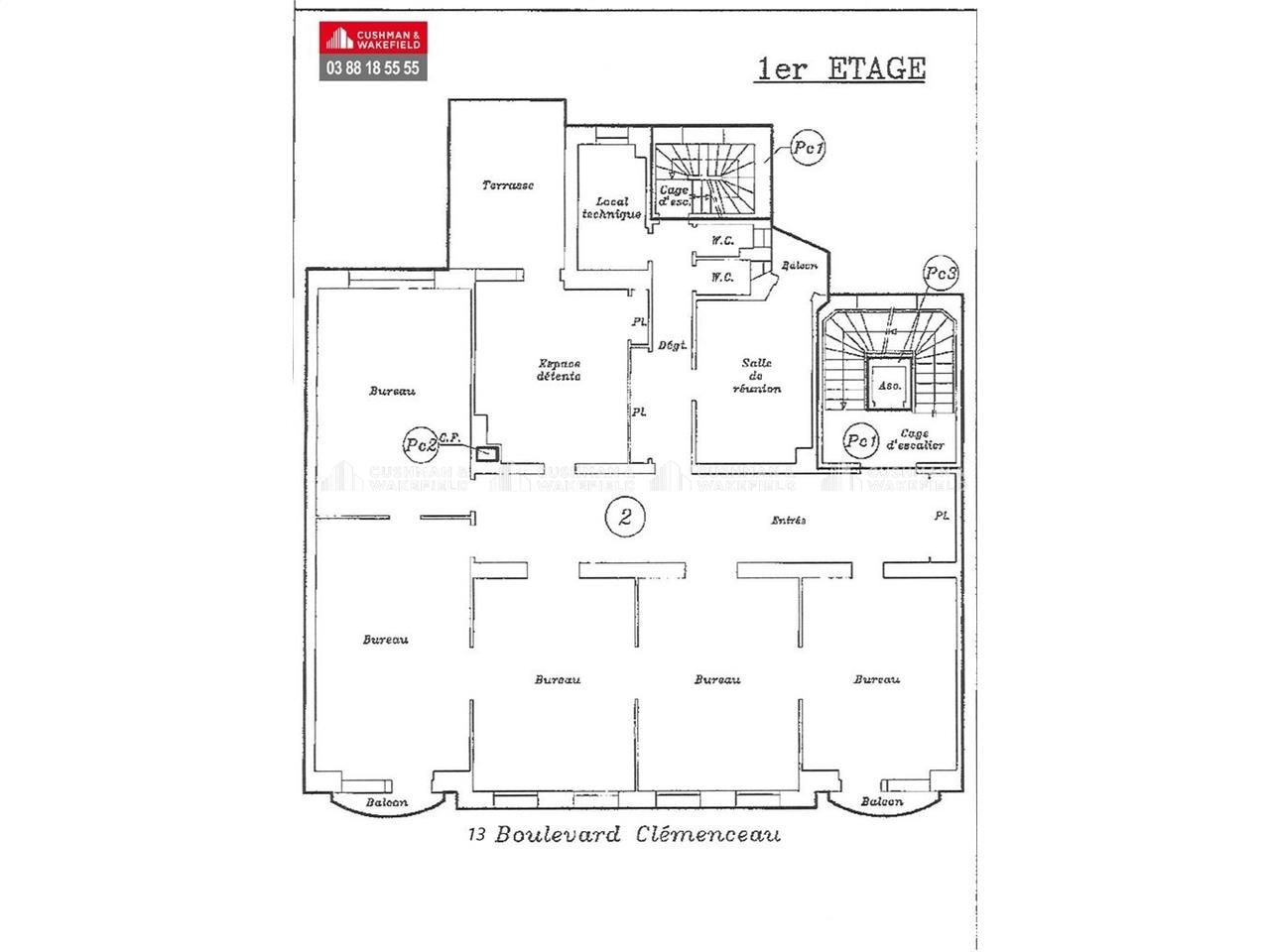 Location bureaux 215 m² non divisibles