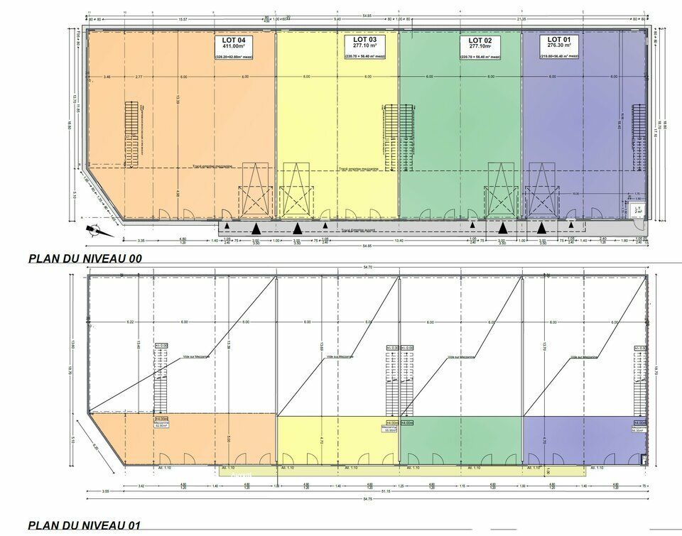 Vente local d''activites 1240 m² divisibles à partir de 276 m²