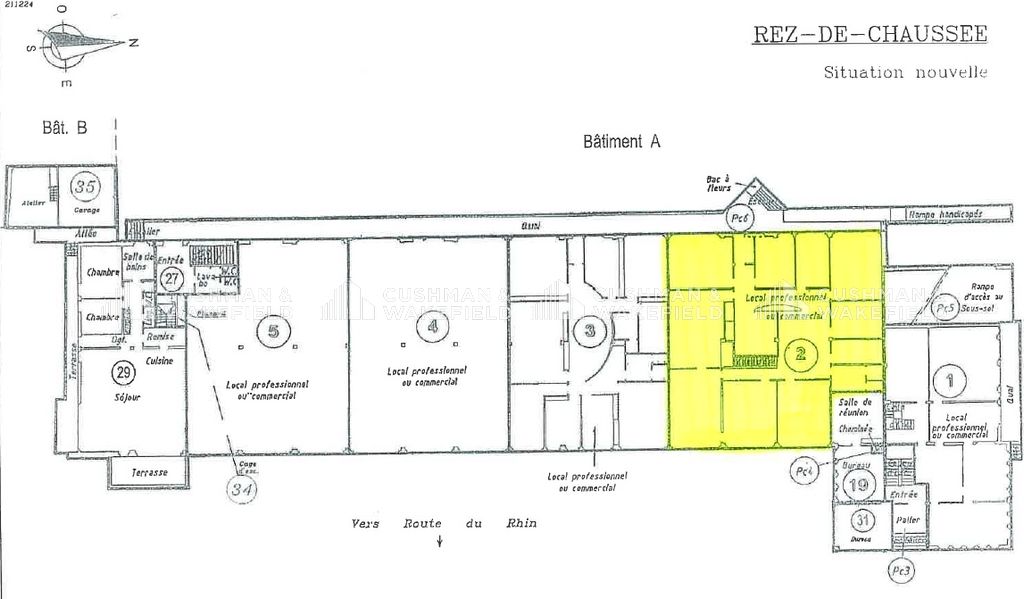 Location bureaux 489 m² non divisibles