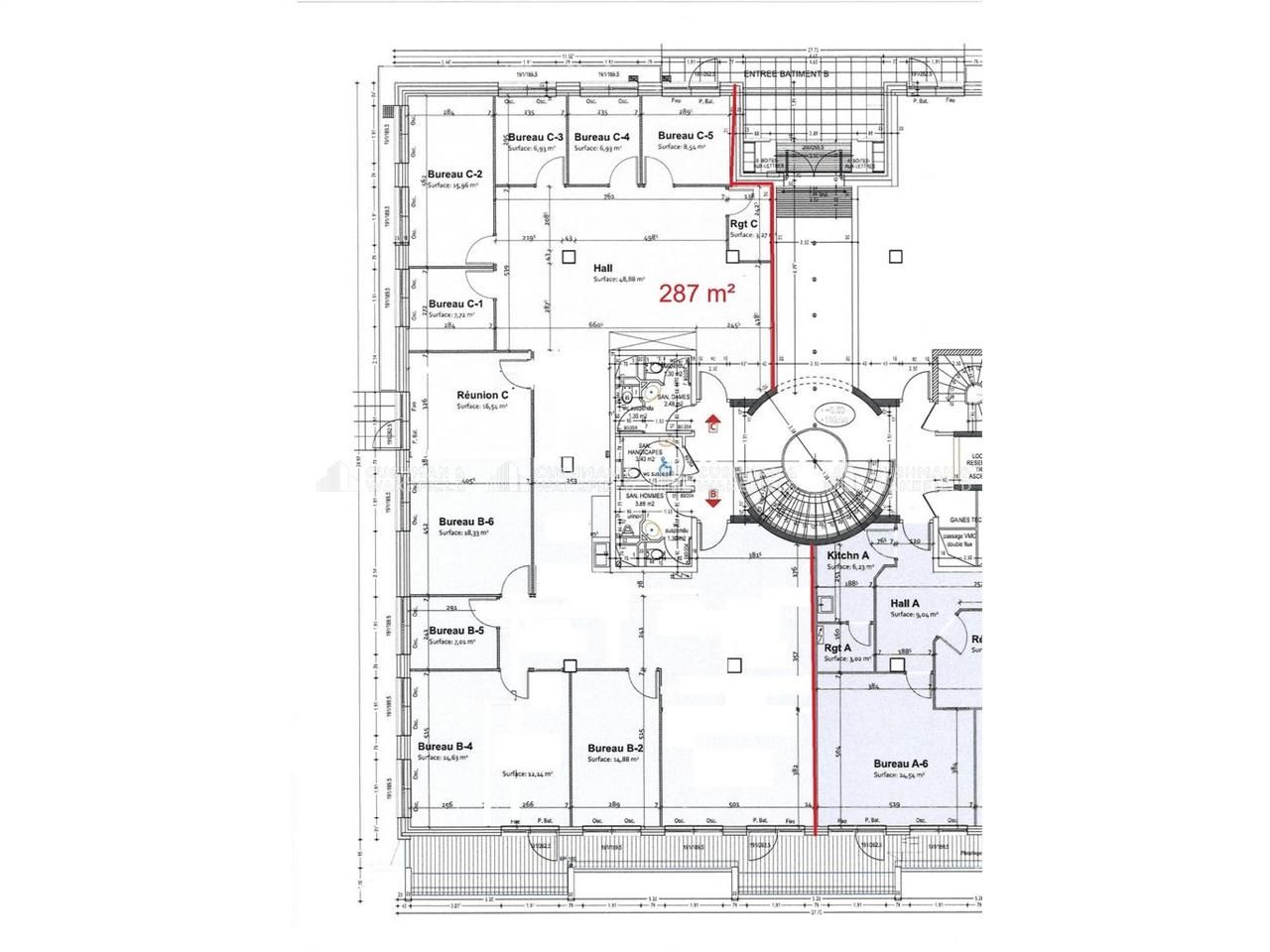 Location bureaux 287 m² divisibles à partir de 287 m²
