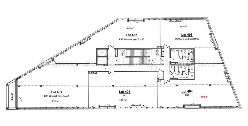 Location bureaux 744 m² divisibles à partir de 141 m²