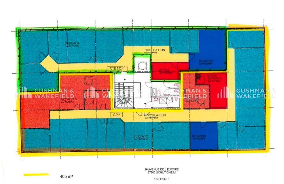 Location bureaux 405 m² non divisibles