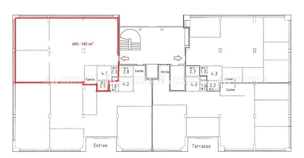 Location bureaux 632 m² divisibles à partir de 145 m²