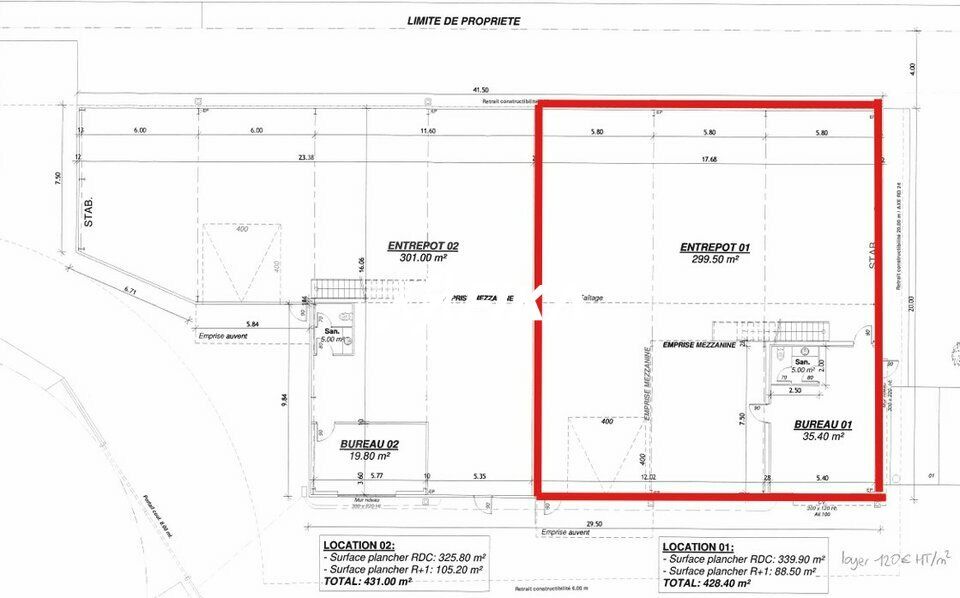 A LOUER LOCAL D'ACTIVITE 428 m² - (31270) VILLENEUVE TOLOSANE