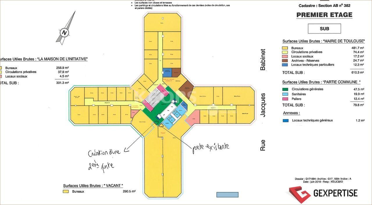 Location Bureaux restructurés 587 m² divisibles à partir de 287 m²