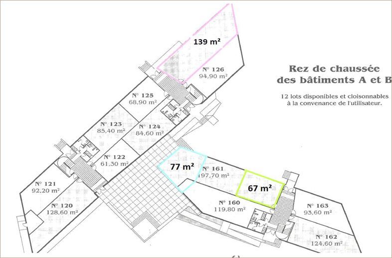 Location Bureaux récents 729 m² divisibles à partir de 139 m²