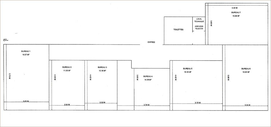 Location Bureaux anciens 350 m² divisibles à partir de 98 m²