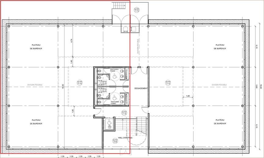 Location Bureaux 1234 m² divisibles à partir de 308 m²