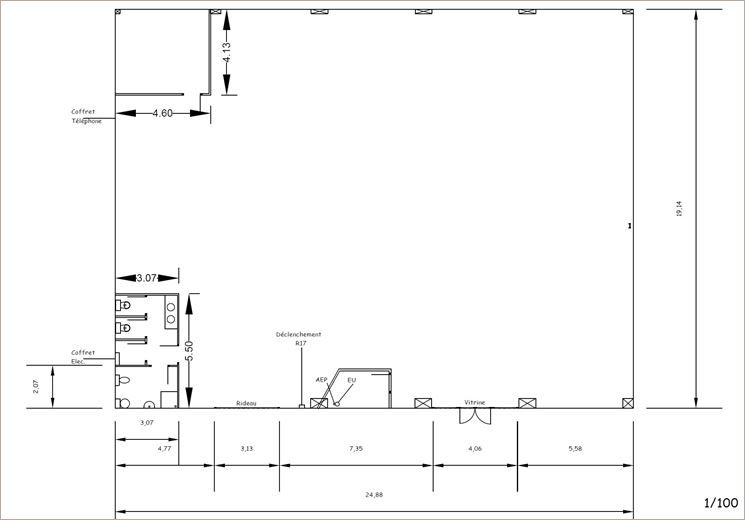 Location Locaux d'activité 458 m² non divisibles