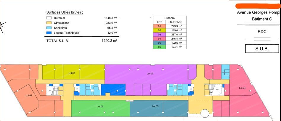 Location Bureaux récents 5709 m² divisibles à partir de 349 m²