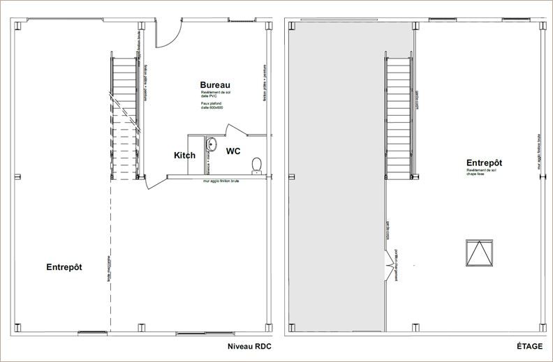 Location Locaux d'activité 180 m² non divisibles