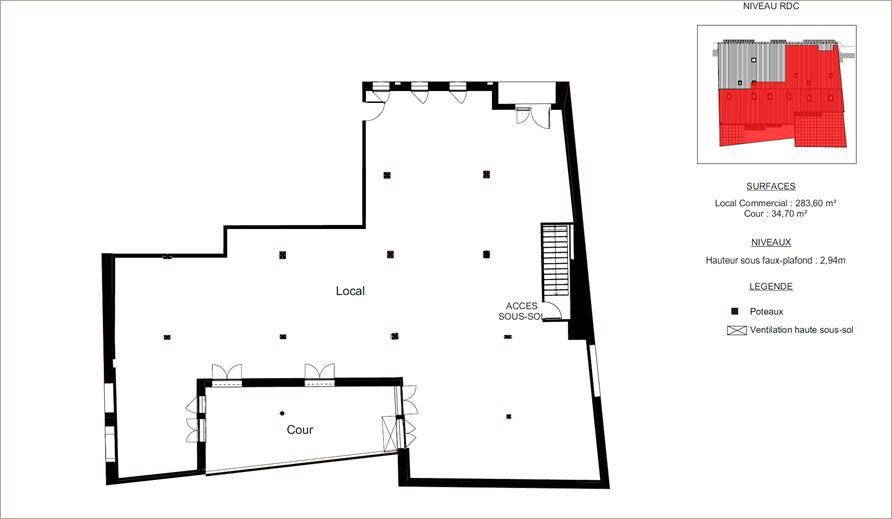 Vente Commerce/boutique 283 m² non divisibles