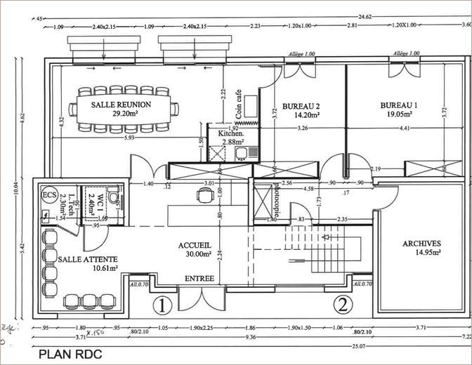 Location Bureaux récents 220 m² non divisibles