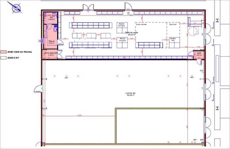 Location Commerce/boutique 300 m² non divisibles