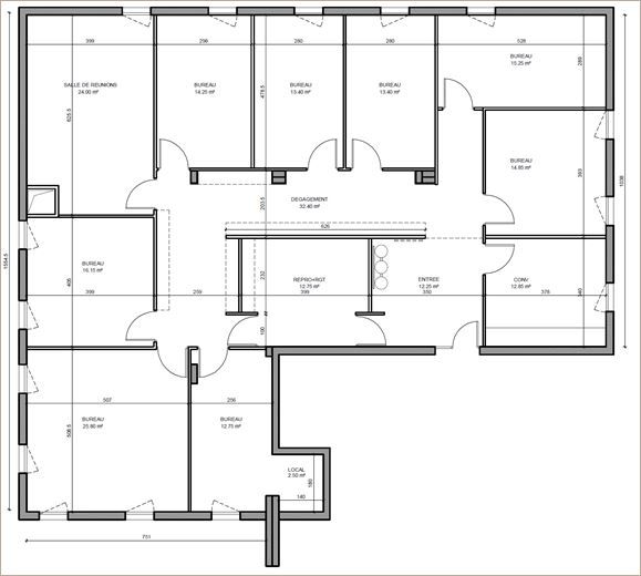 Location Bureaux récents 236 m² non divisibles