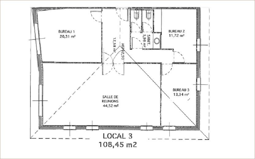 Location Bureaux 108 m² non divisibles