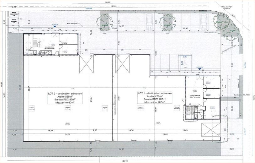 Location Locaux d'activité 1433 m² divisibles à partir de 684 m²